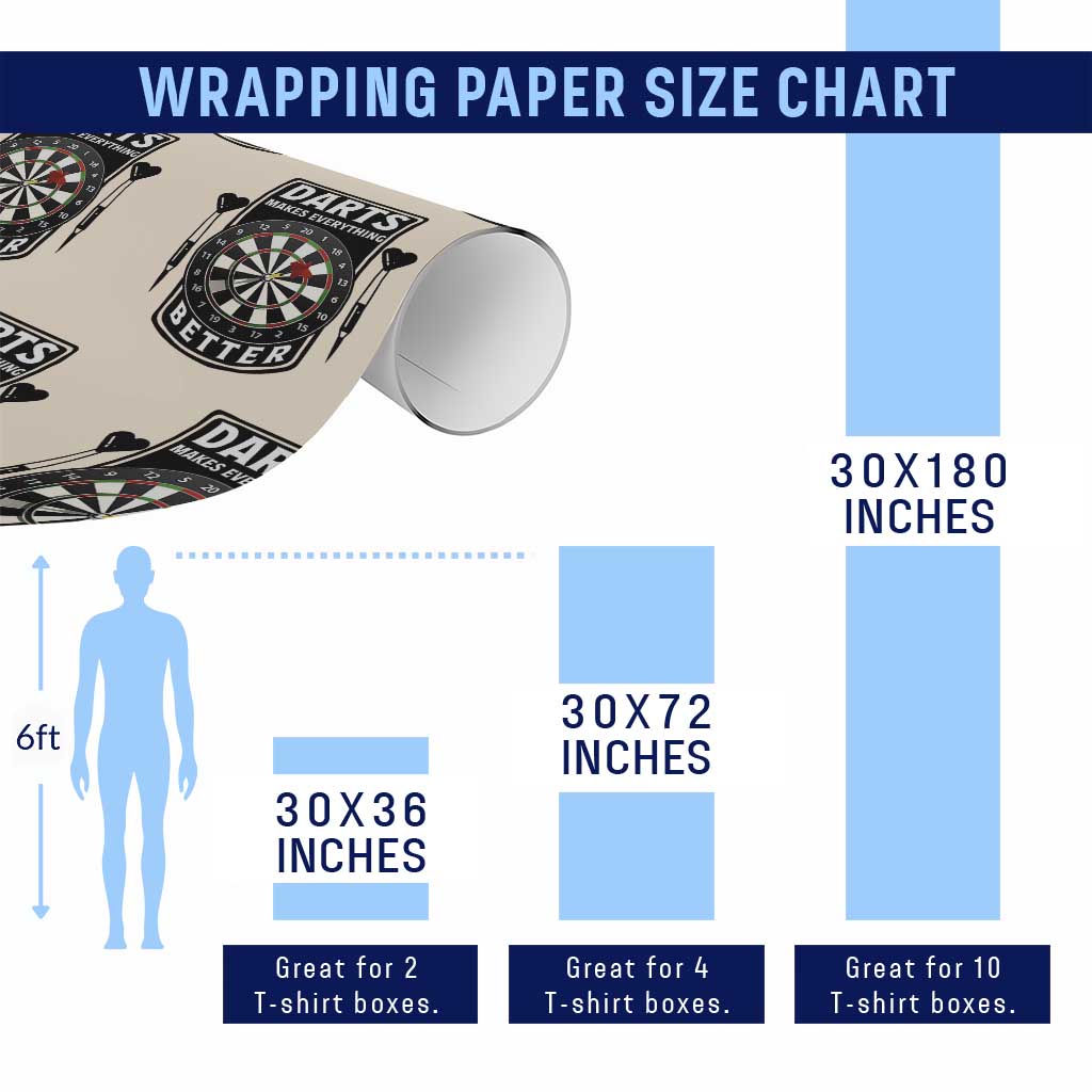 Darts Makes Everything Better Wrapping Paper Roll Darts Lover Gift TS12 Print Your Wear
