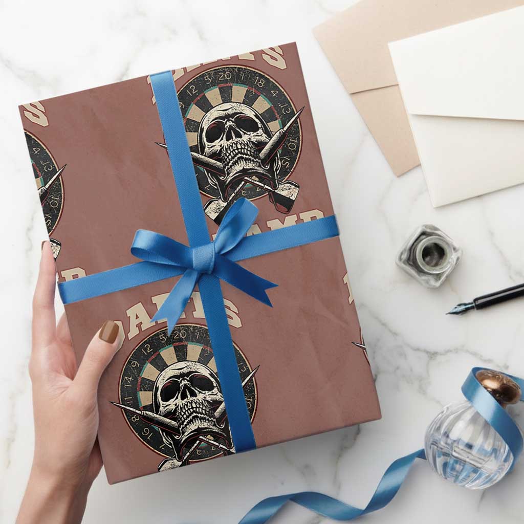 Darts Player Champion Wrapping Paper Roll Skull Dartboard Retro Style TS12 Mocha Print Your Wear