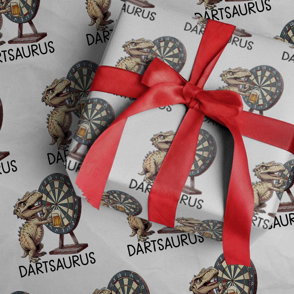 Dartsaurus Wrapping Paper Roll Funny Dinosaur Dart Player Gift TS12 White Print Your Wear