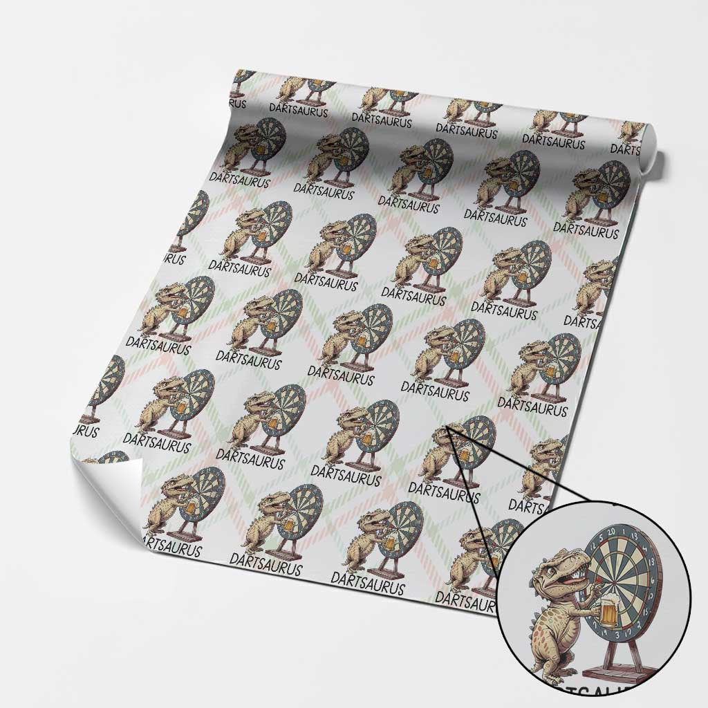 Dartsaurus Wrapping Paper Roll Funny Dinosaur Dart Player Gift TS12 Christmas Plaid Print Your Wear