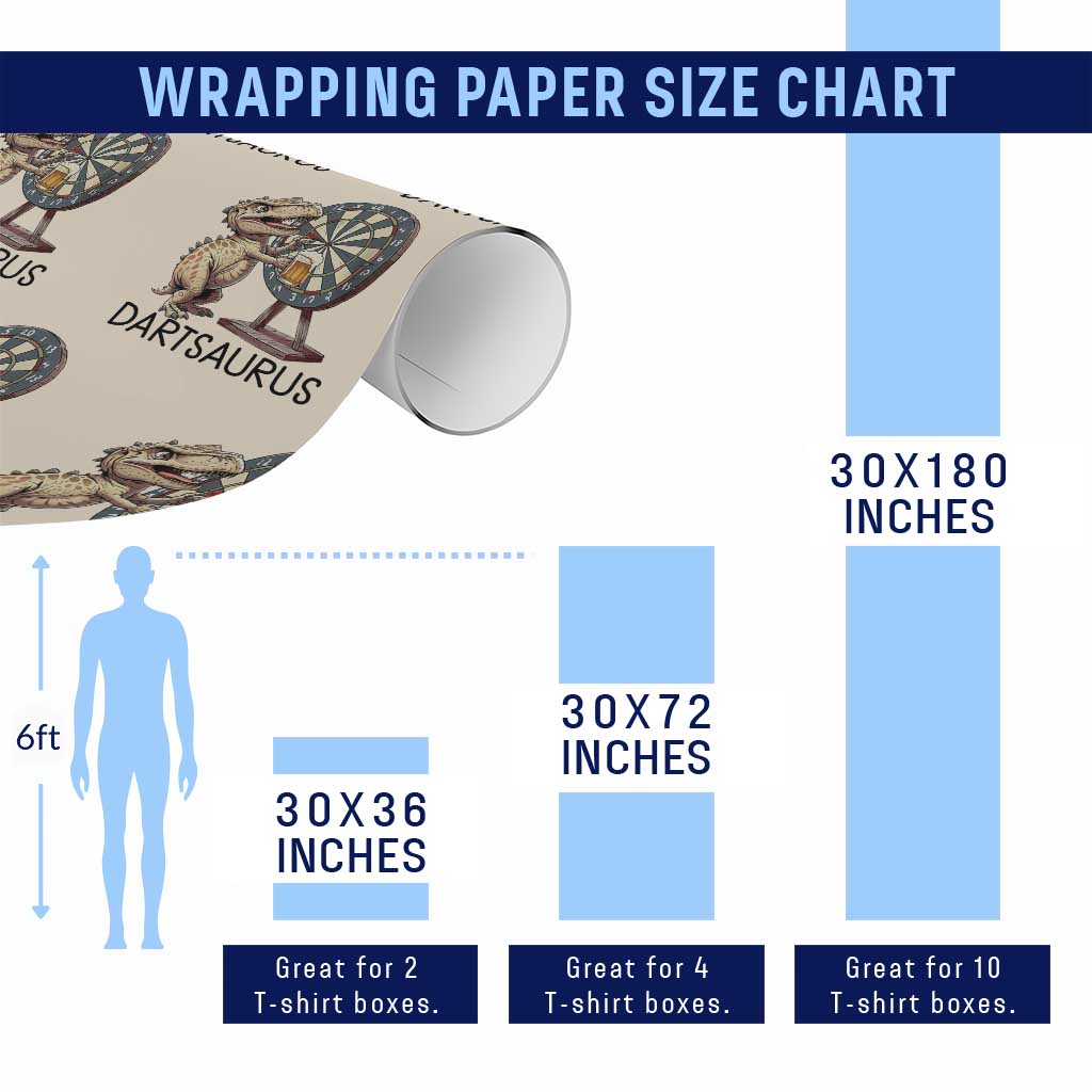 Dartsaurus Wrapping Paper Roll Funny Dinosaur Dart Player Gift TS12 Print Your Wear