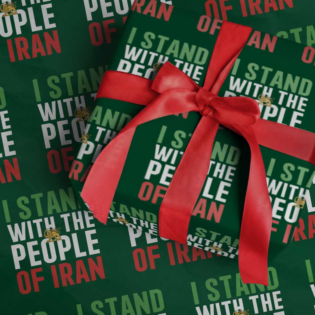 I Stand With The People of Iran Wrapping Paper Roll Iranian Revolution Freedom Supporter TS02 Green Print Your Wear