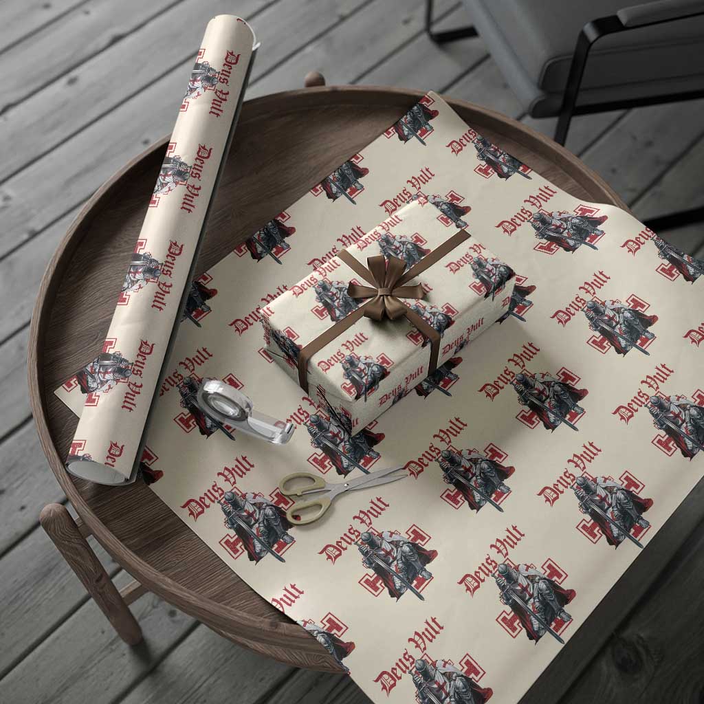 Deus Vult Knight Templar Wrapping Paper Roll Crusader Cross TS10 Beige Print Your Wear