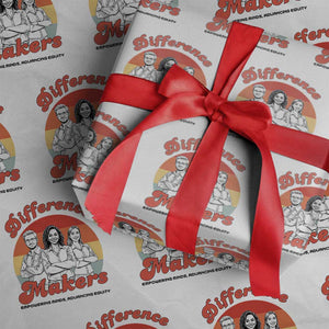 Difference Makers Teacher Appreciation Wrapping Paper Roll Empowering Minds & Advancing Equity Retro Educator TS02 White Print Your Wear