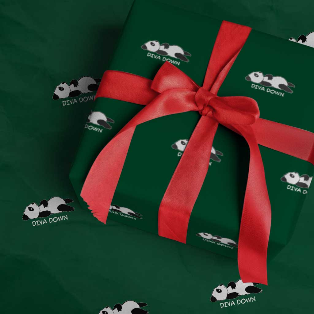 Diva Down Wrapping Paper Roll Funny Lazy Panda Meme TS14 Green Print Your Wear
