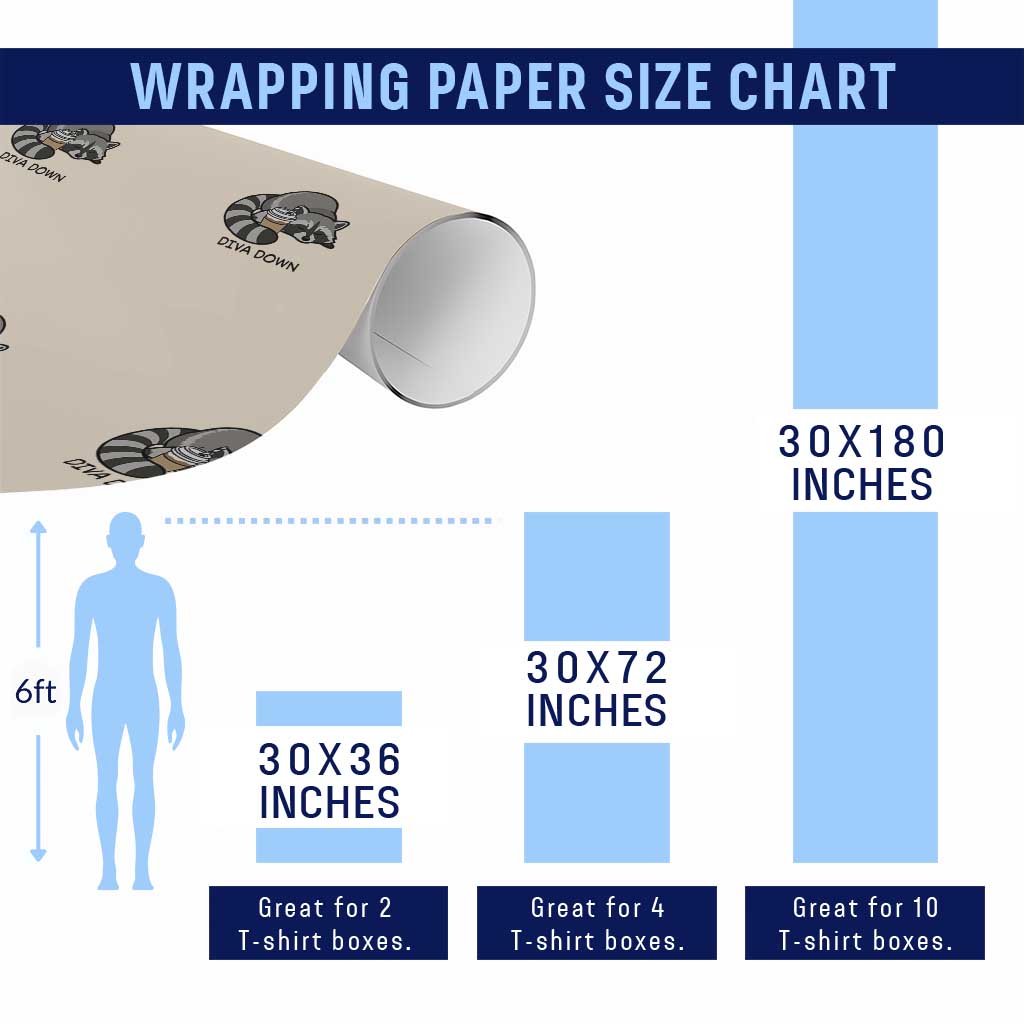 Diva Down Wrapping Paper Roll Funny Raccoon Relaxed TS14 Print Your Wear