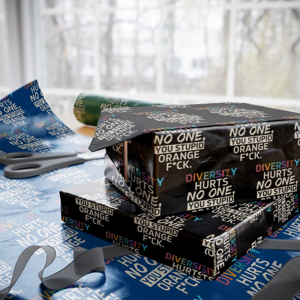 Diversity Hurts No One Wrapping Paper Roll Equality and Inclusion Bold Statement TS02 Black Print Your Wear