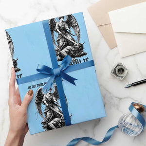 Do Not Make Peace With Evil Wrapping Paper Roll Archangel Saint Michael TS12 Light Blue Print Your Wear