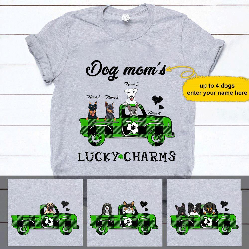 Personalized St Patricks Day Dogs T Shirt Lucky Dog Mom CTM Youth Custom - Printyourwear