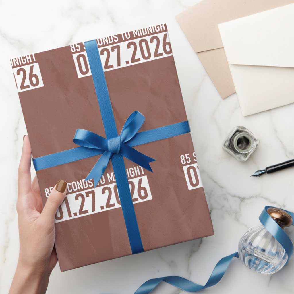 Doomsday Clock Armageddon Wrapping Paper Roll 85 Second To Midnight TS14 Mocha Print Your Wear