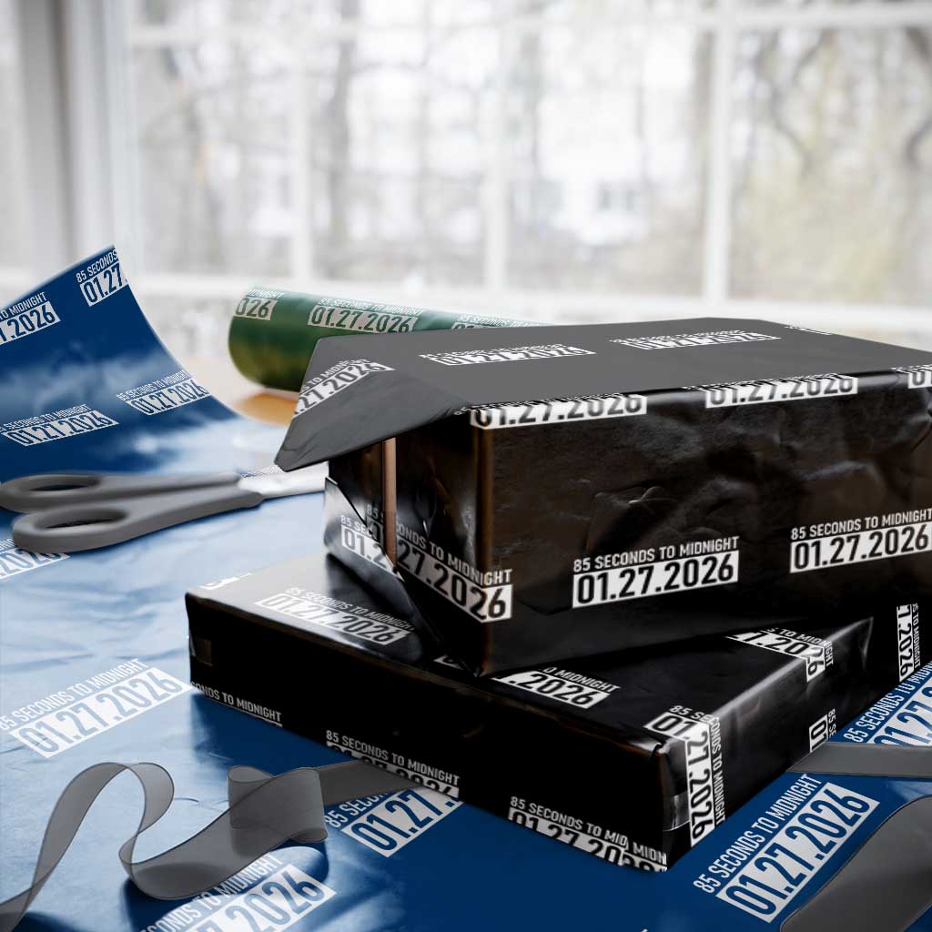 Doomsday Clock Armageddon Wrapping Paper Roll 85 Second To Midnight TS14 Black Print Your Wear