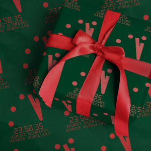 Doomsday Clock Armageddon Wrapping Paper Roll Almost Midnight Always Scrolling TS14 Green Print Your Wear