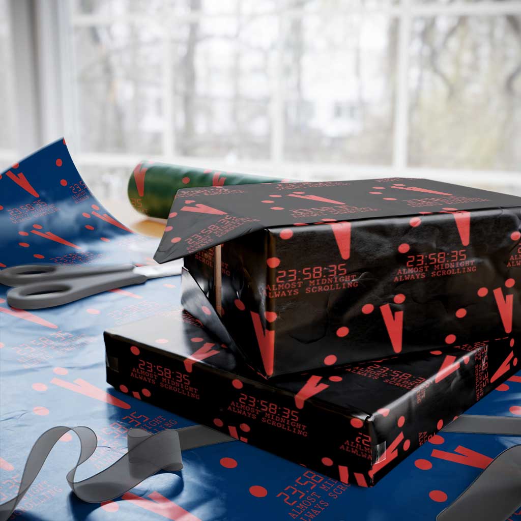 Doomsday Clock Armageddon Wrapping Paper Roll Almost Midnight Always Scrolling TS14 Black Print Your Wear