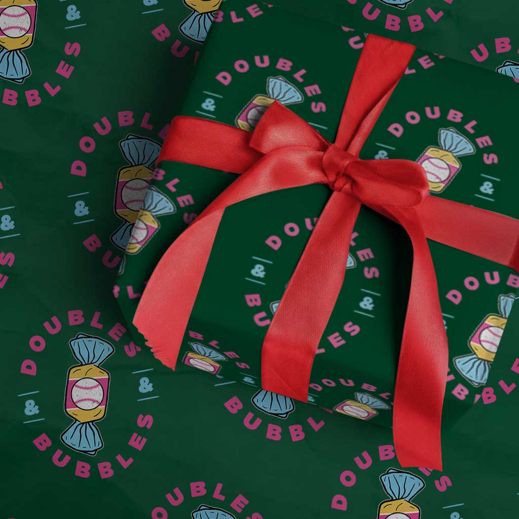 Doubles and Bubbles Baseball Candy Gum Wrapping Paper Roll TS11 Green Print Your Wear