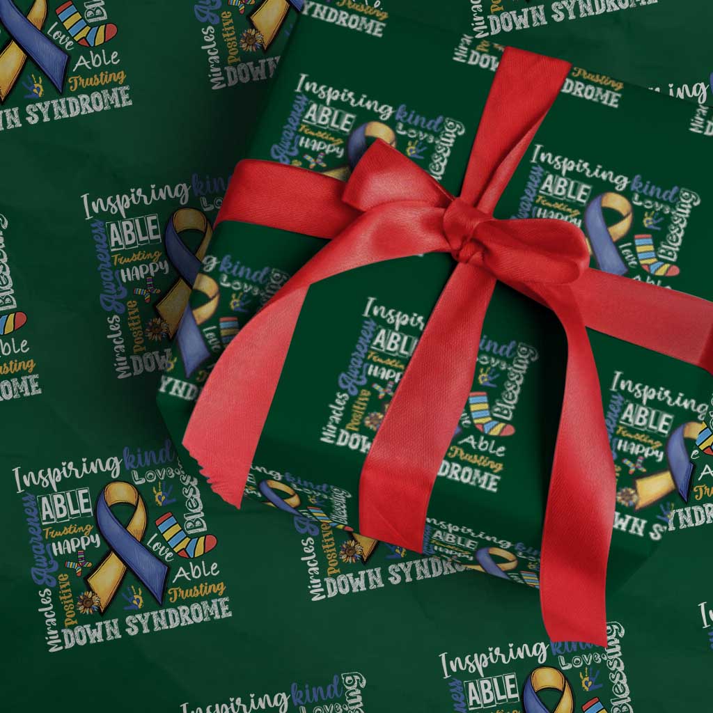 Down Syndrome Awareness Wrapping Paper Roll Rock Your Socks Different Not Less TS10 Green Print Your Wear