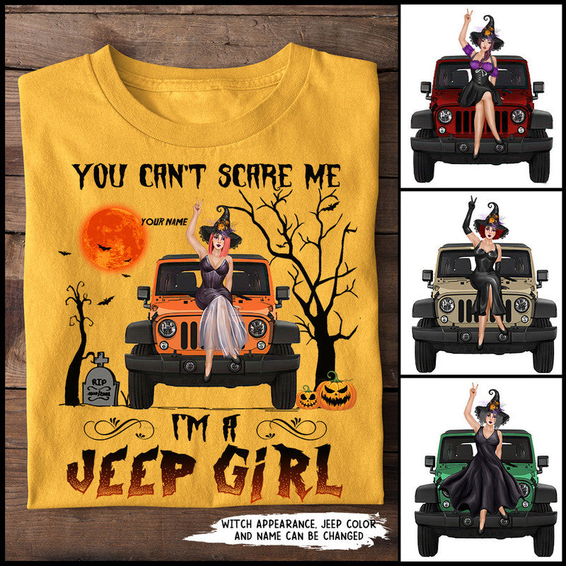 Custom Jeep Shirt You Cant Scare Me Im A Jeep Girl Halloween Vibes CTM Youth Custom - Printyourwear