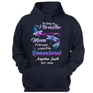 Personalized Memorial Mom Dragonfly T Shirt Sympathy Gift for Loss of Mother CTM02 Hoodie Custom - Printyourwear