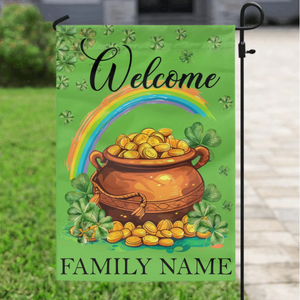 Personalized Garden Flag Custom Text Happy St Patrick's Day Welcom Flag CTM02 Garden Flag (18" x 12") One Size Custom - Printyourwear