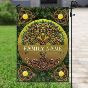 Personalized Family Garden Flag Custom Name Family Reunion Celtic Tree CTM02 Garden Flag (18" x 12") One Size Custom - Printyourwear