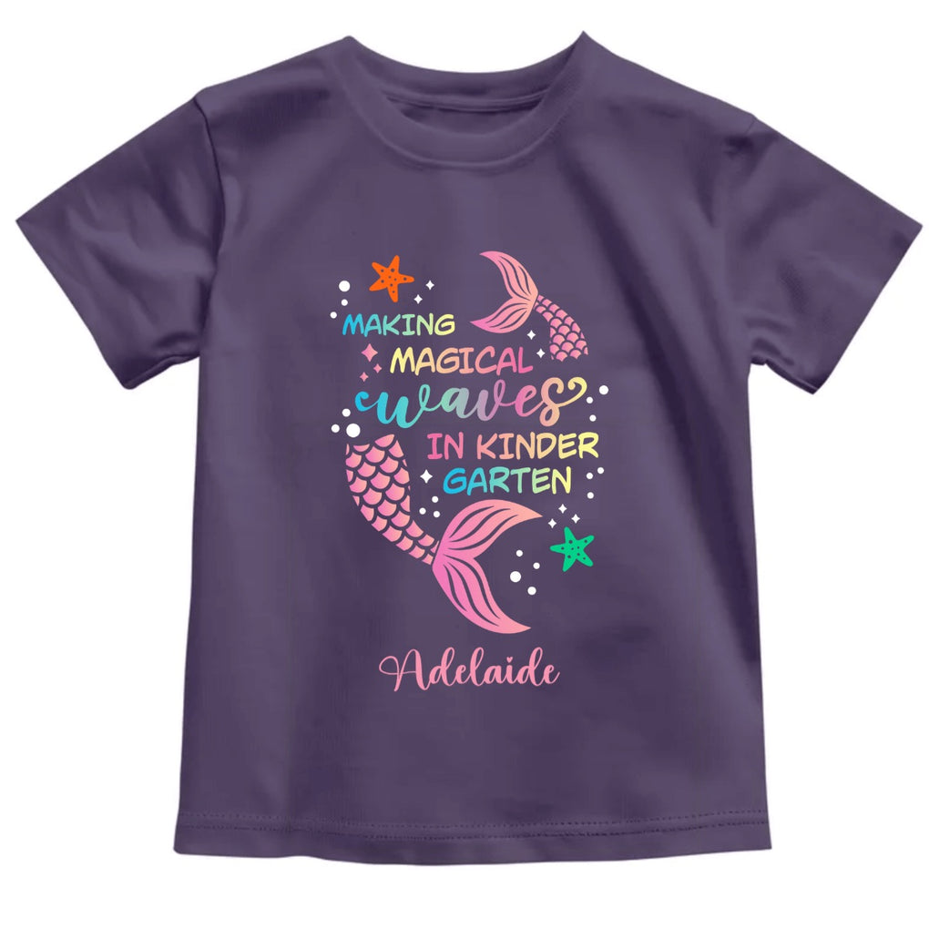 Personalized Custom Name Kindergarten Girl T Shirt For Kid Mermaid Making Magical Waves CTM02 Printyourwear