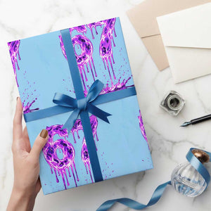Drip Fire Flame Six Seven Wrapping Paper Roll Trendy Meme Gift TS12 Light Blue Print Your Wear