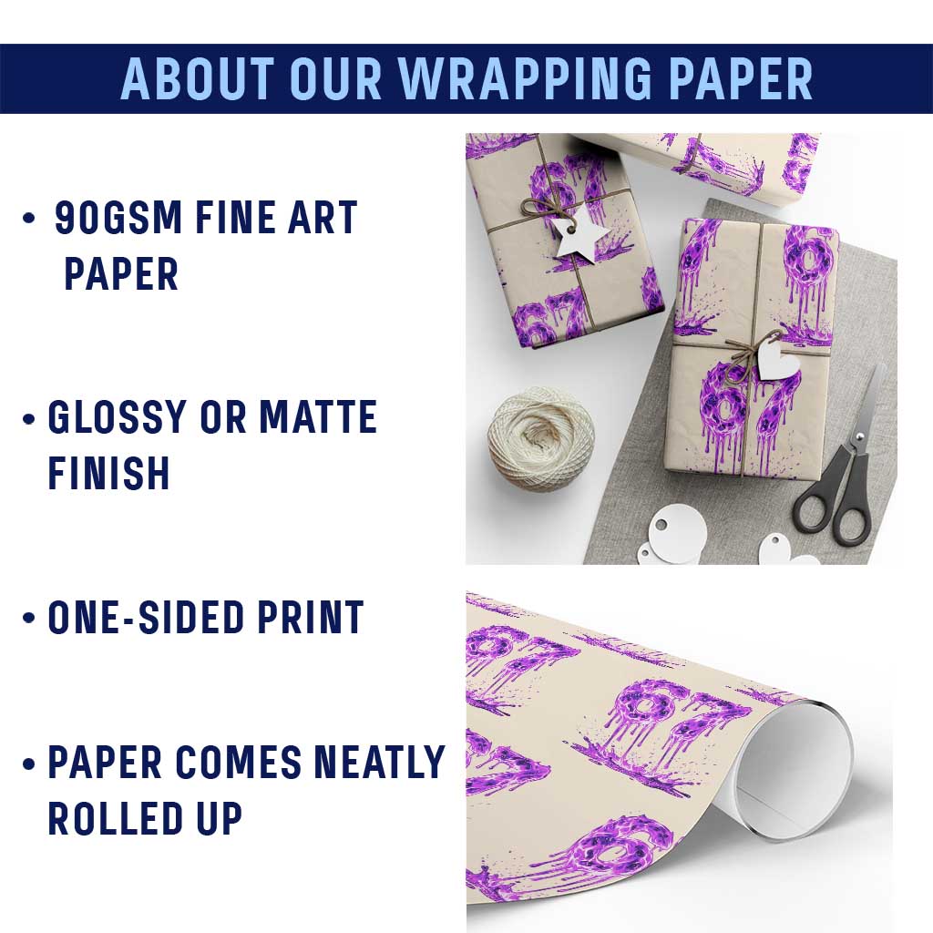 Drip Fire Flame Six Seven Wrapping Paper Roll Trendy Meme Gift TS12 Print Your Wear