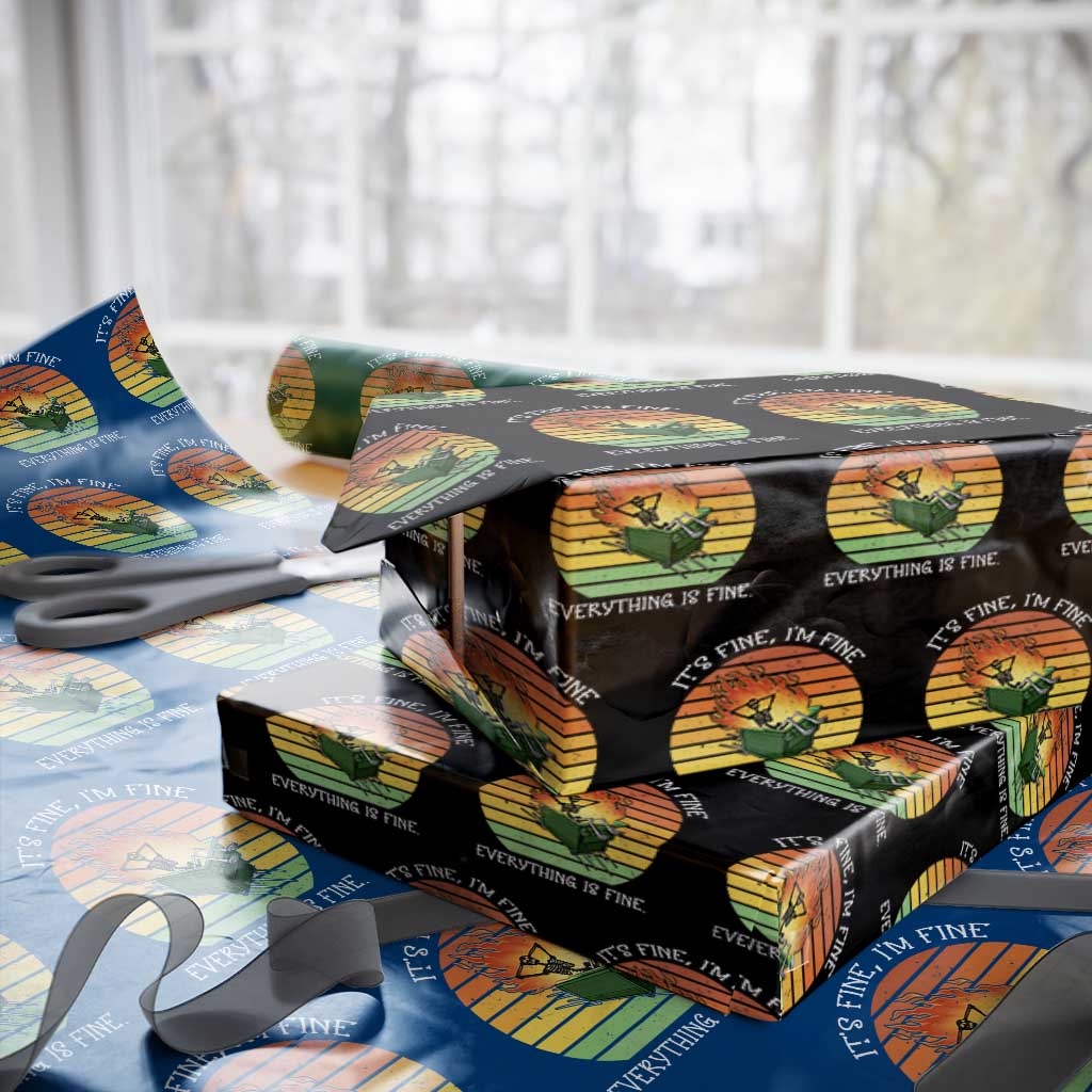 Dumpster Fire Skeleton Wrapping Paper Roll It's Fine I'm Fine Everything Is Fine TS02 Black Print Your Wear