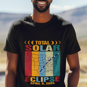 Total Solar Eclipse T Shirt Retro American Totality Tour Map April 8 2024 TS02 Printyourwear