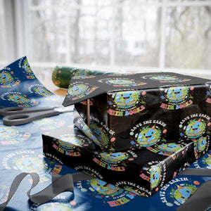 Earth Day Wrapping Paper Roll Save Earth Its Only Planet With Books Reader TS10 Black Print Your Wear
