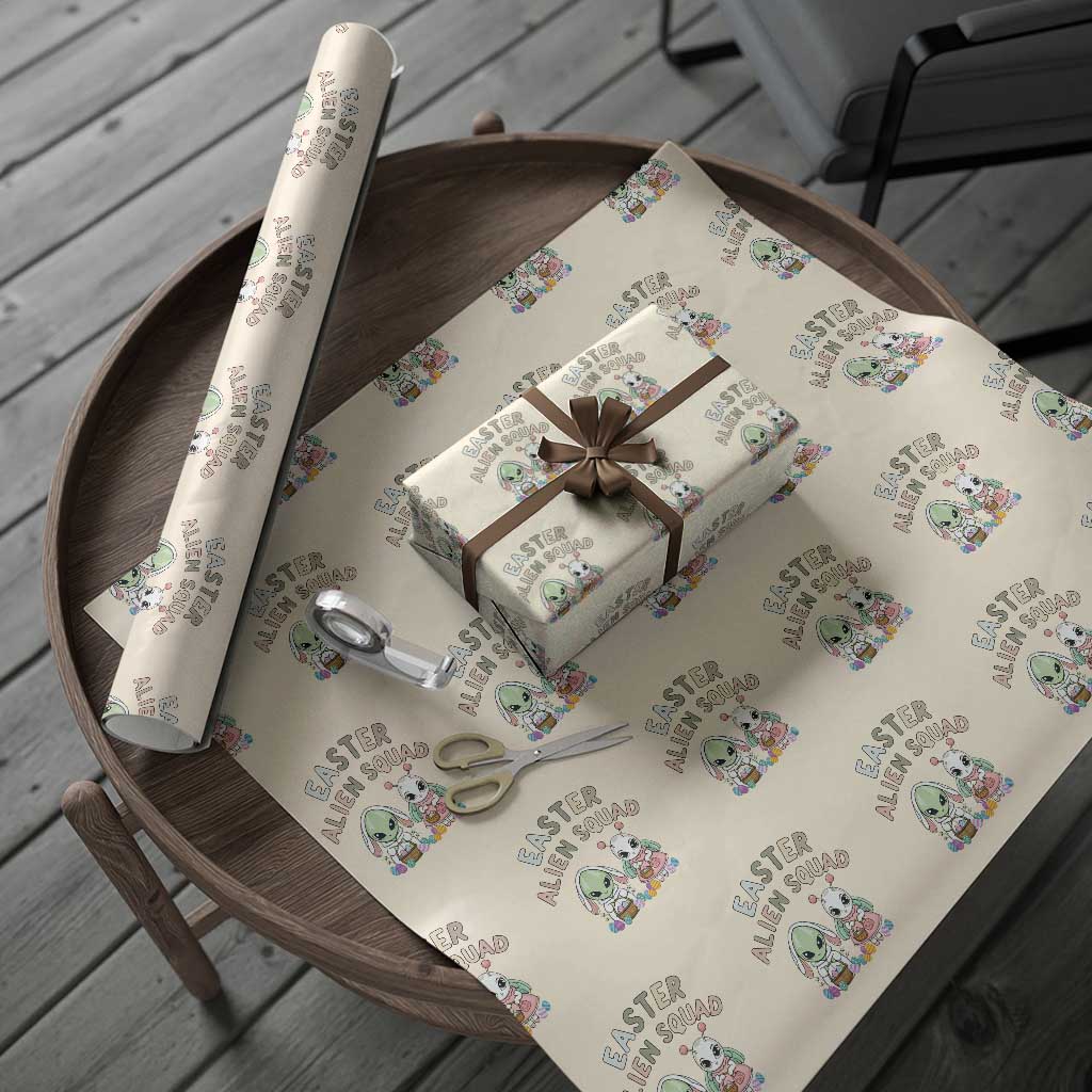 Easter Alien Squad Wrapping Paper Roll Funny UFO Lover Gift TS12 Beige Print Your Wear