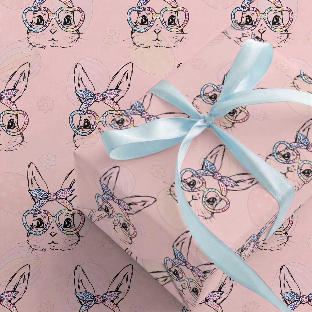 Easter Day Bunny Rabbit Face Tie Dye Glasses Wrapping Paper Roll TS11 Light Pink Print Your Wear