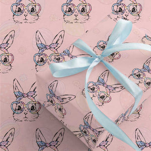 Easter Day Bunny Rabbit Face Tie Dye Glasses Wrapping Paper Roll TS11 Light Pink Print Your Wear