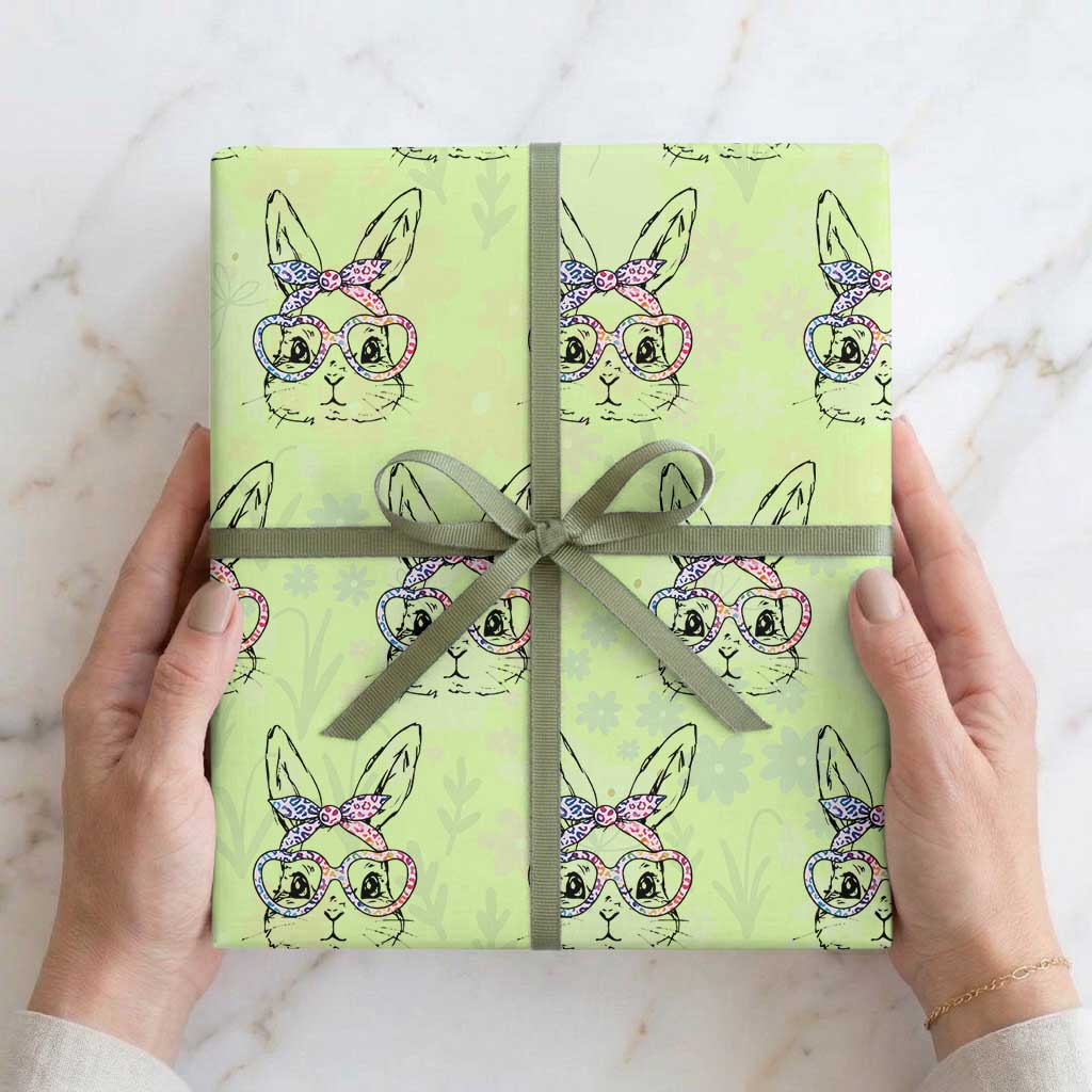 Easter Day Bunny Rabbit Face Tie Dye Glasses Wrapping Paper Roll TS11 Lime Print Your Wear