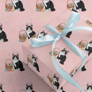 Easter Day Cat Bunny Ears Eggs Graphic Wrapping Paper Roll TS02 Light Pink Print Your Wear
