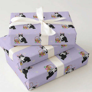 Easter Day Cat Bunny Ears Eggs Graphic Wrapping Paper Roll TS02 Violet Print Your Wear