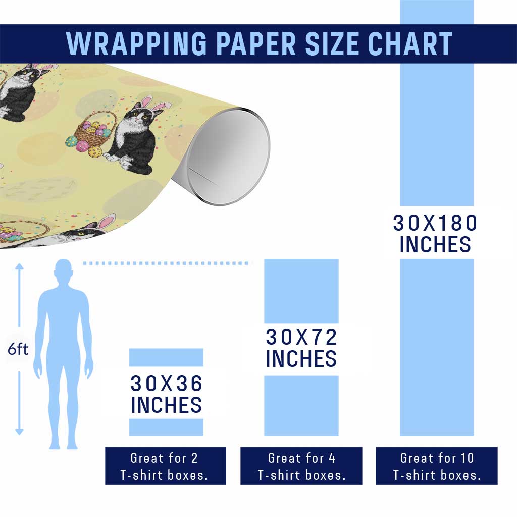 Easter Day Cat Bunny Ears Eggs Graphic Wrapping Paper Roll TS02 Print Your Wear