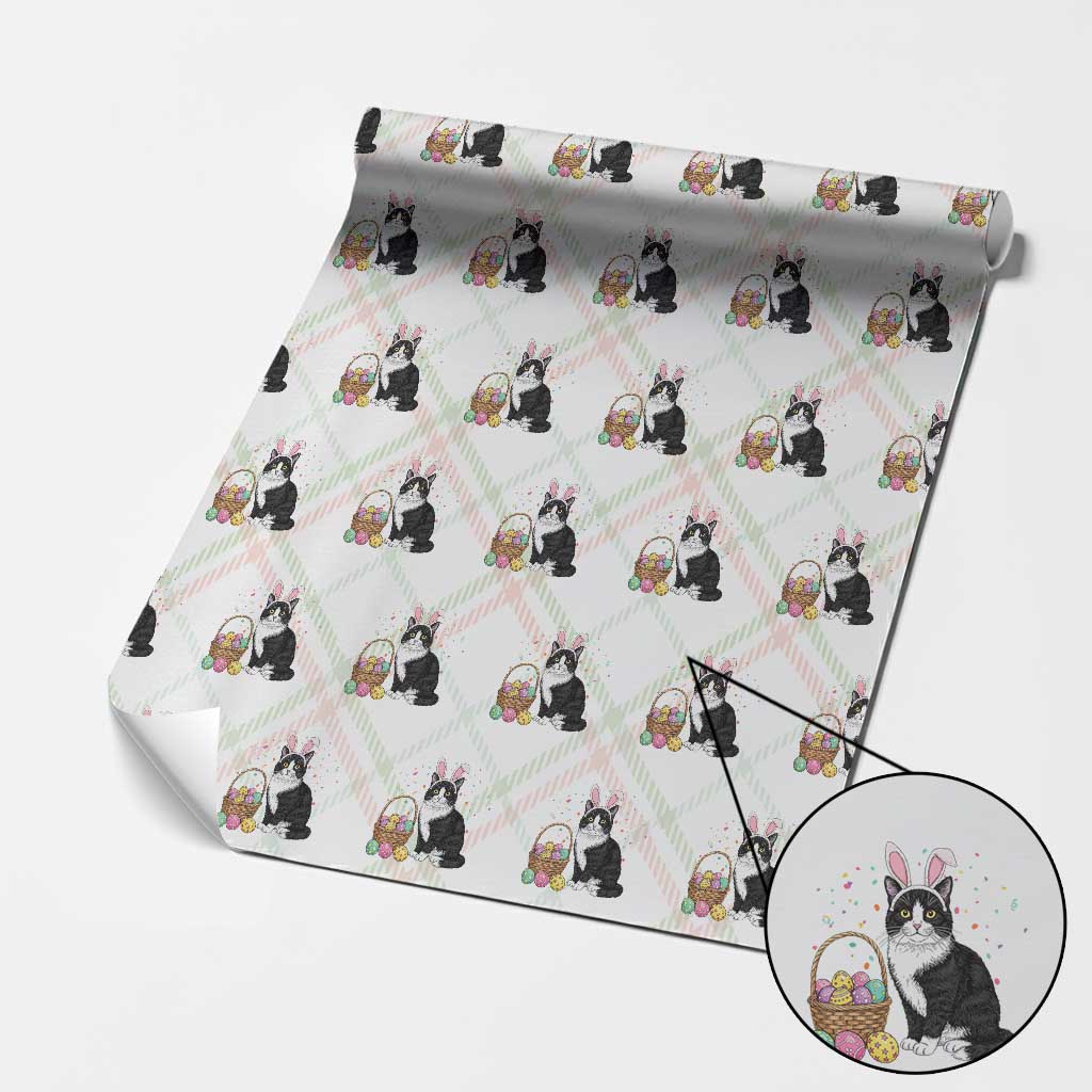 Easter Day Cat Bunny Ears Eggs Graphic Wrapping Paper Roll TS02 Christmas Plaid Print Your Wear
