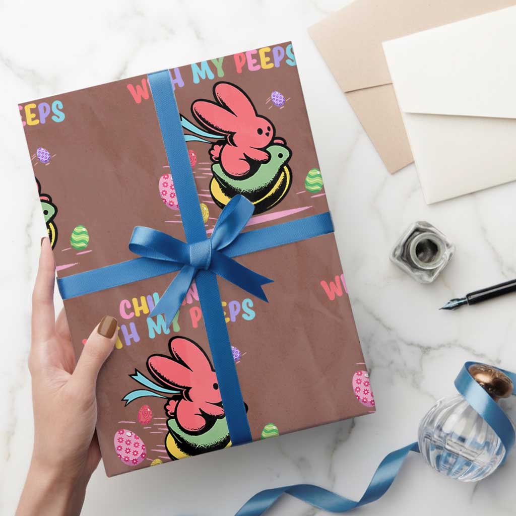 Easter Day Wrapping Paper Roll Chillin With My Peeps Bunnies TS10 Mocha Print Your Wear