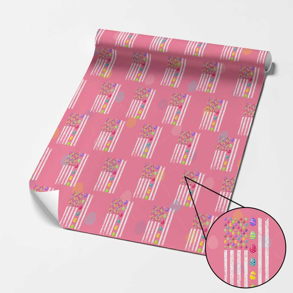 Easter Eggs American Flag Patriotic Wrapping Paper Roll Happy Easter Day TS02 Pink Print Your Wear