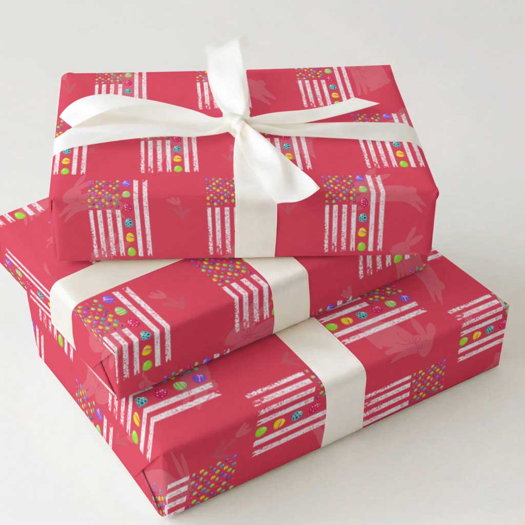 Easter Eggs American Flag Patriotic Wrapping Paper Roll Happy Easter Day TS02 Red Print Your Wear