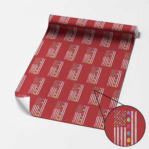 Easter Eggs American Flag Patriotic Wrapping Paper Roll Happy Easter Day TS02 Red Print Your Wear