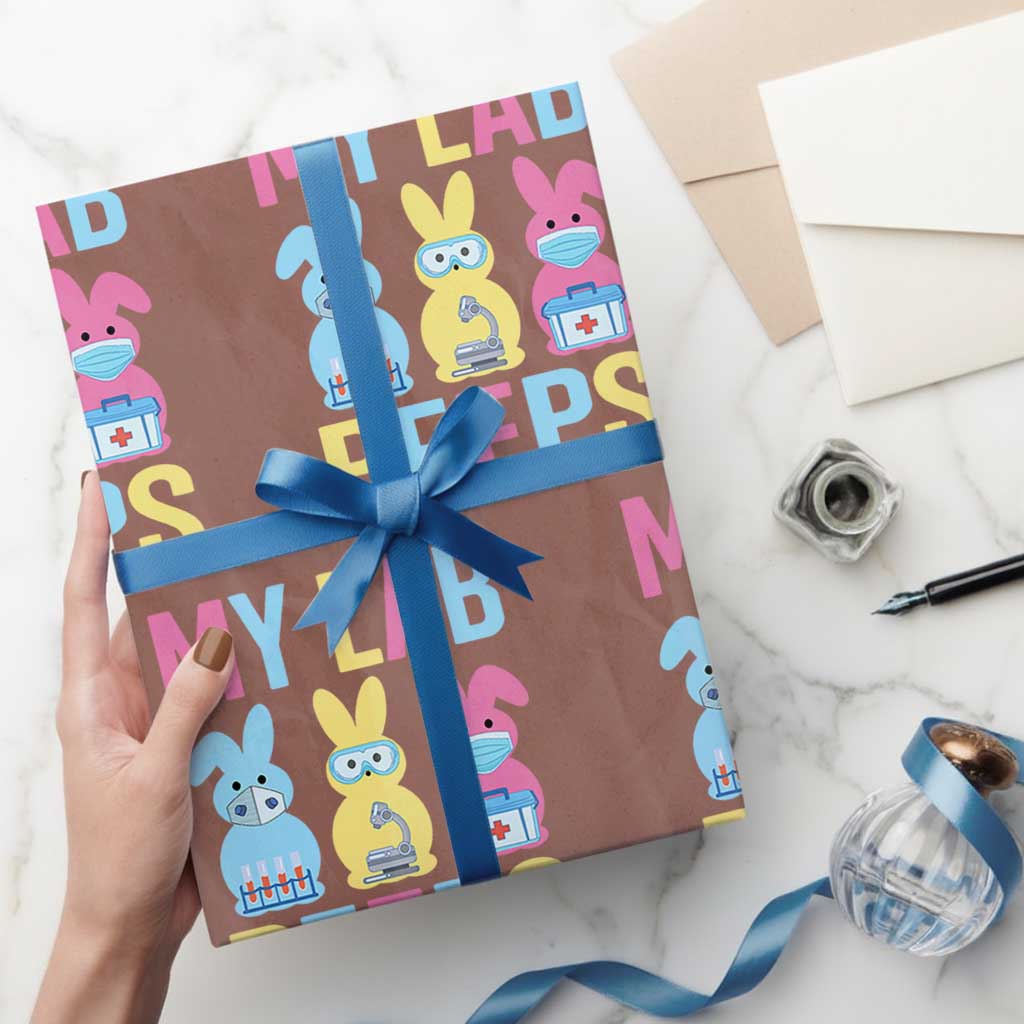 Easter Lab Tech Wrapping Paper Roll Cute Bunny My Lab Peeps TS10 Mocha Print Your Wear