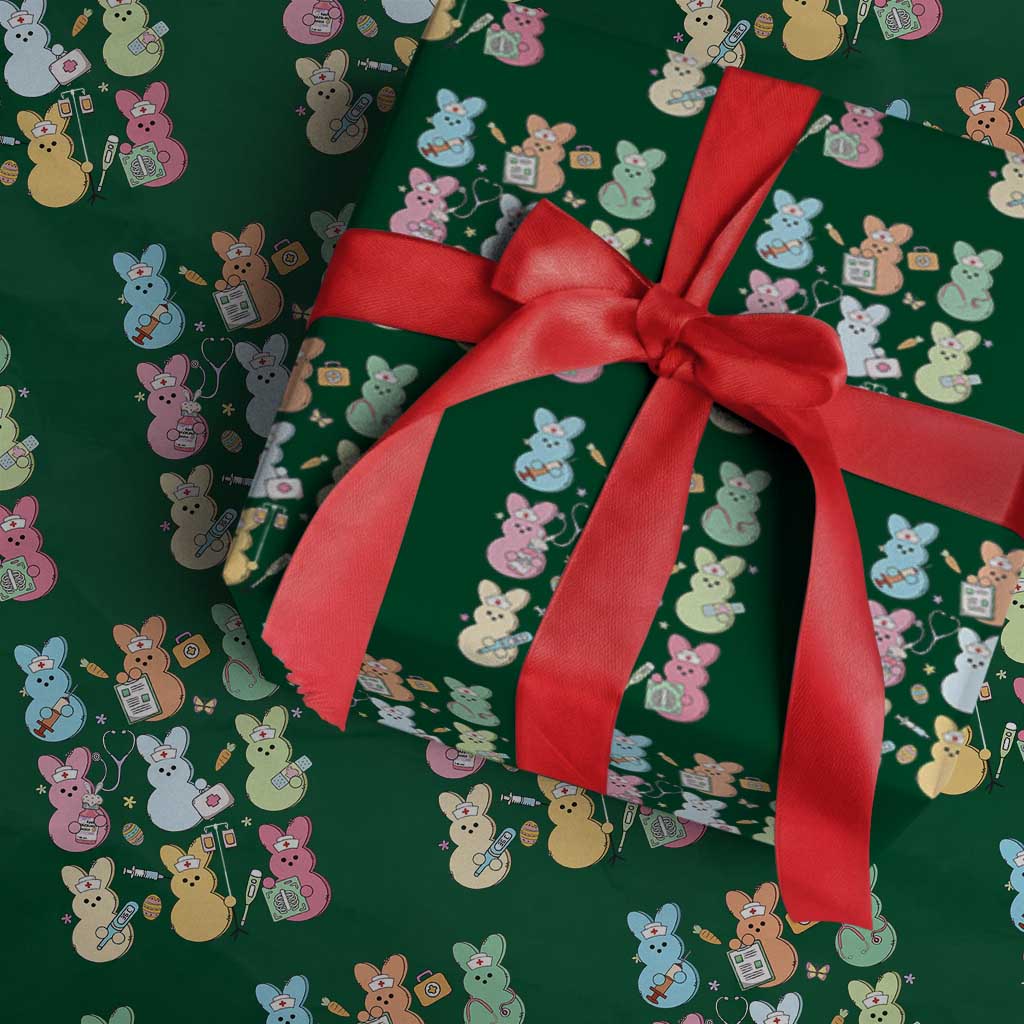 Easter Nurse Bunny Wrapping Paper Roll Funny Nursing Easter Spring Nurse Gift TS10 Green Print Your Wear