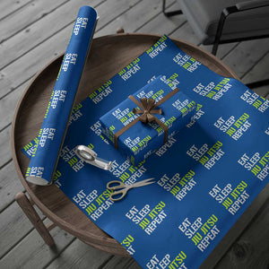 Eat Sleep Jiu Jitsu Repeat Wrapping Paper Roll Cool JiuJitsu BJJ TS10 Blue Print Your Wear