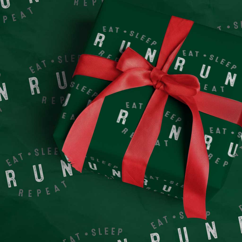 Eat Sleep Run Repeat Wrapping Paper Roll Marathon Runner TS10 Green Print Your Wear