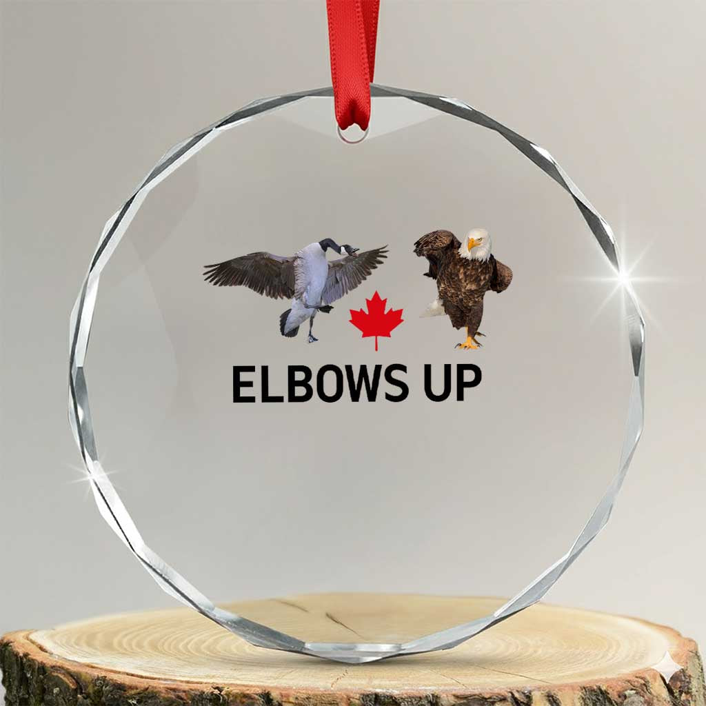 Elbows Up Crystal Glass Ornament Canada Goose Vs Eagle Maple Leaf TS02 Transparent Glass 3'' Circle Print Your Wear