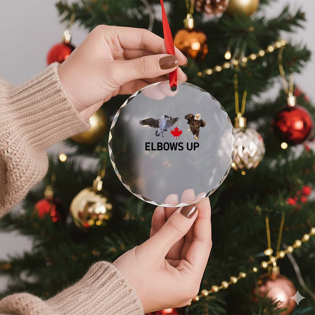 Elbows Up Crystal Glass Ornament Canada Goose Vs Eagle Maple Leaf TS02 Print Your Wear