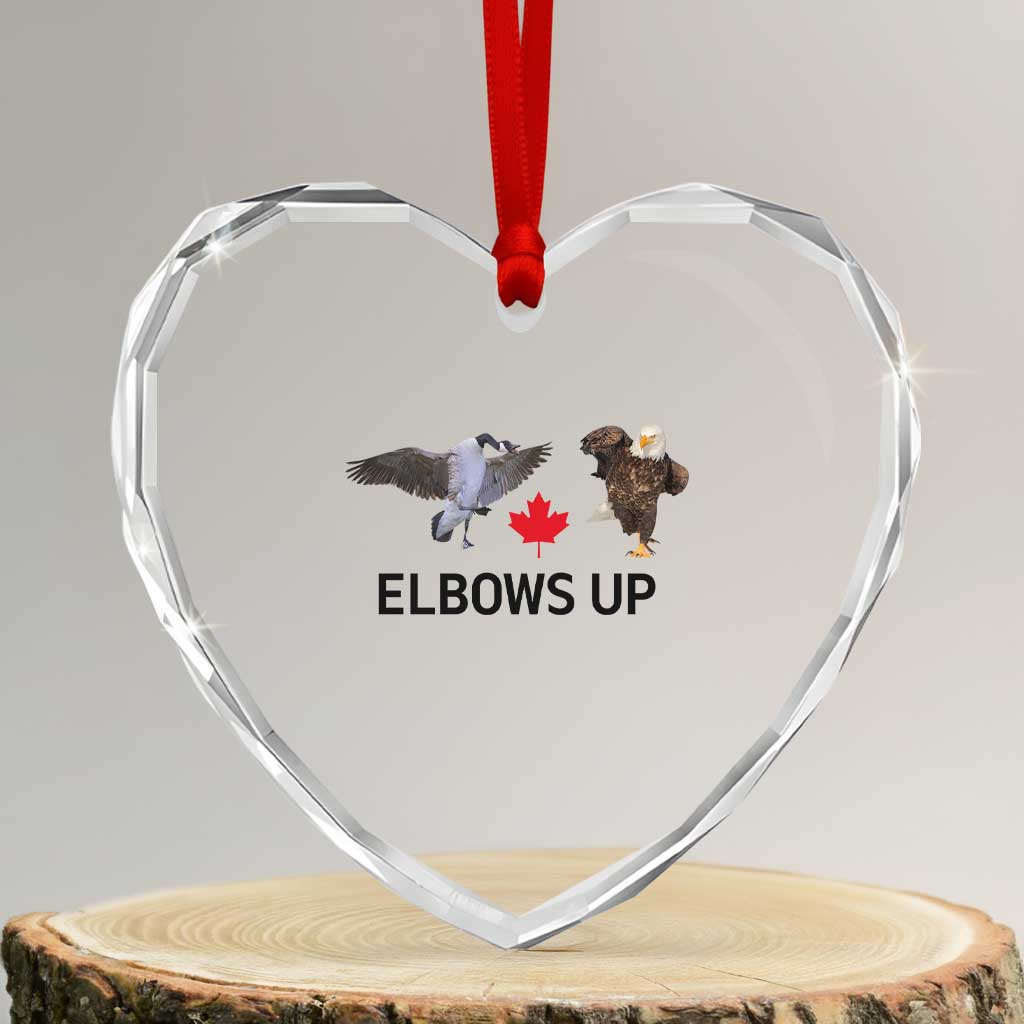 Elbows Up Heart Crystal Glass Ornament Canada Goose Vs Eagle Maple Leaf TS02 Transparent Glass 3'' Heart Print Your Wear