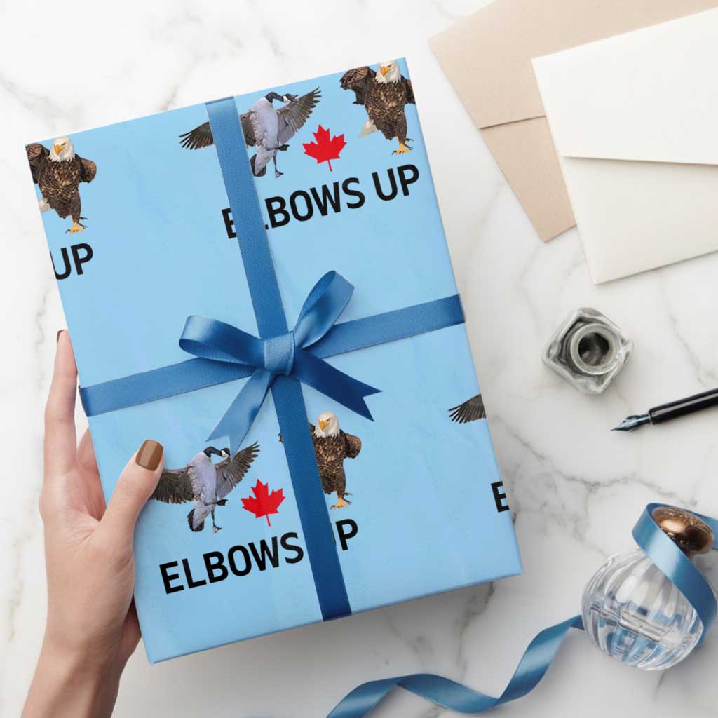 Elbows Up Wrapping Paper Roll Canada Goose Vs Eagle Maple Leaf TS02 Light Blue Print Your Wear