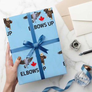 Elbows Up Wrapping Paper Roll Canada Goose Vs Eagle Maple Leaf TS02 Light Blue Print Your Wear